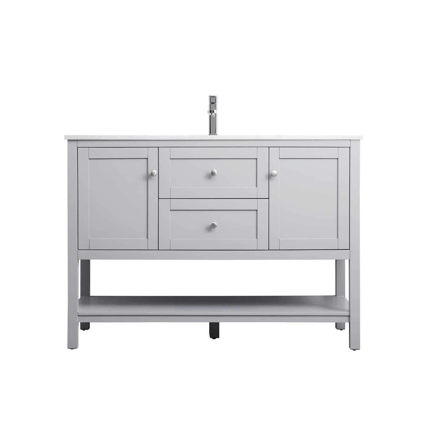 Heath 48" Grey Freestanding Single Vanity with Calacatta White Marble Top