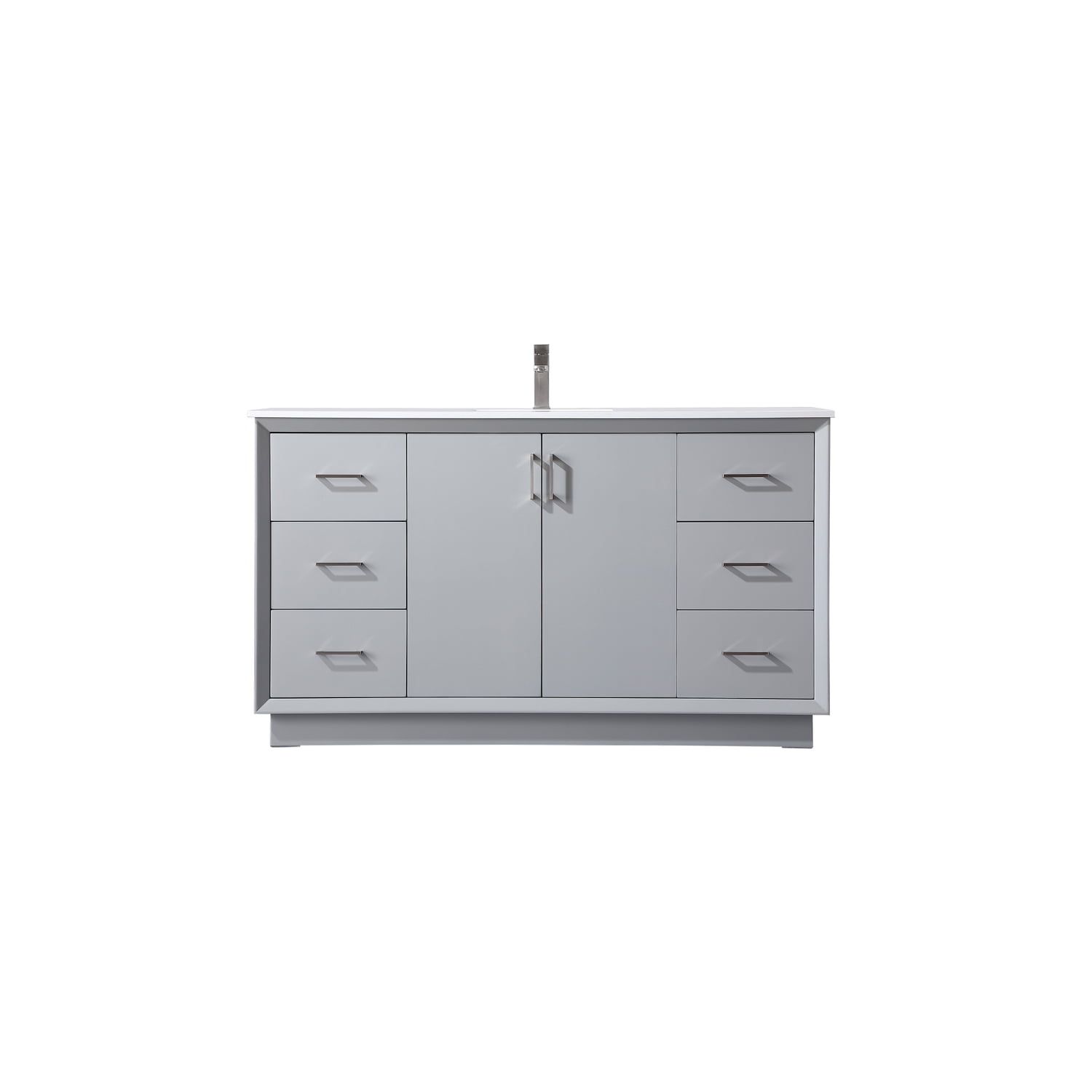 Hayes 60" Grey Freestanding Double Sink Vanity with Marble Top