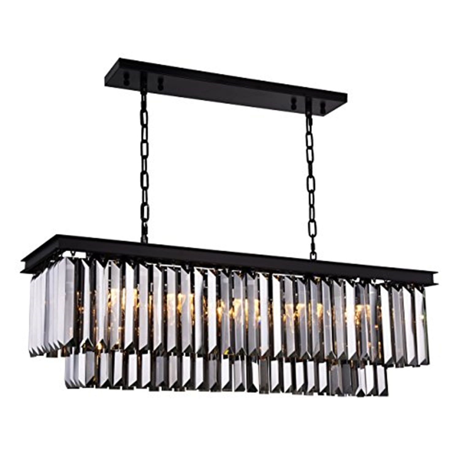 Sydney Matte Black 12-Light Steel Chandelier with Silver Crystal