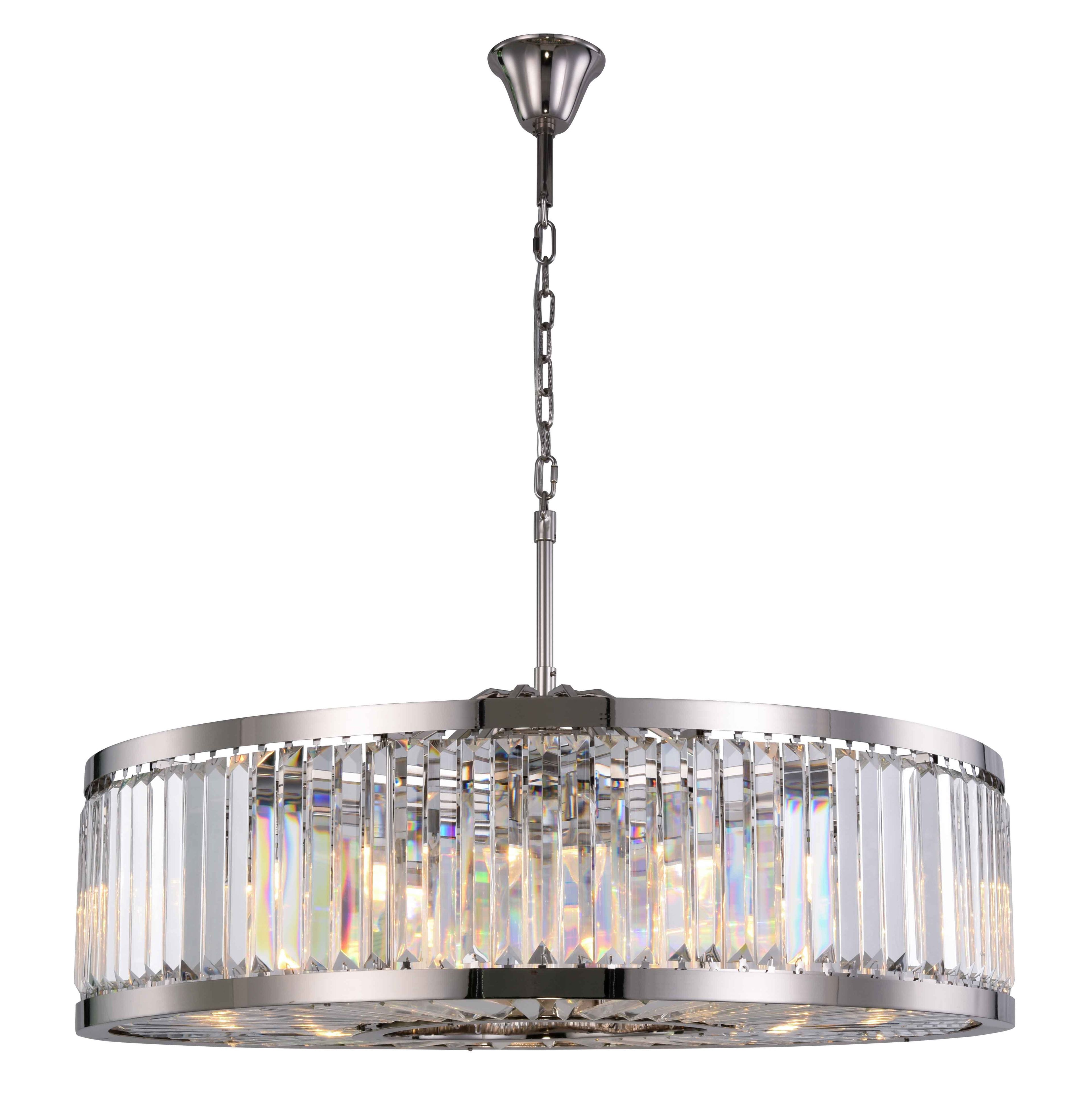 Polished Nickel and Clear Crystal 10-Light Chandelier