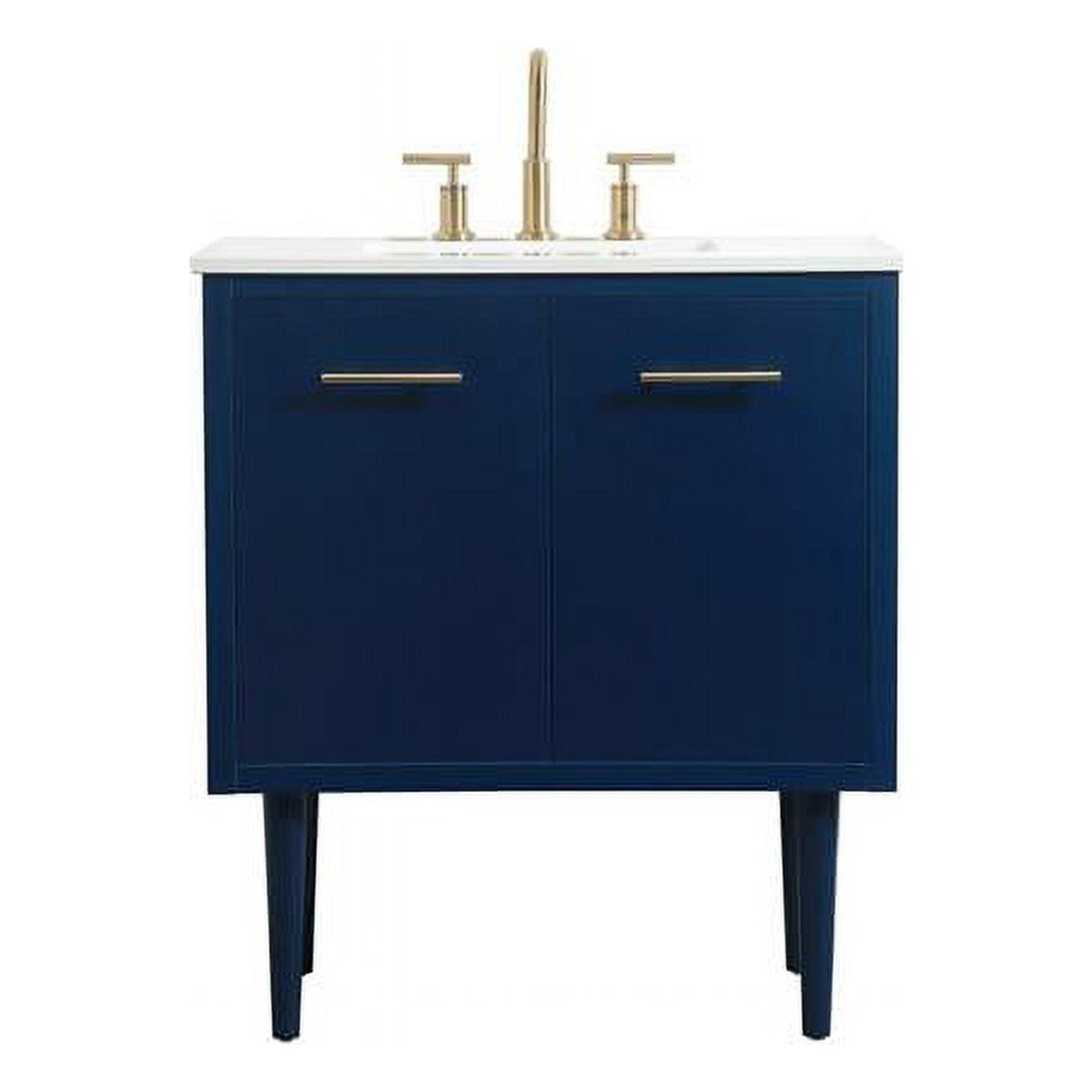 Modern Blue 30" Freestanding Bathroom Vanity with Porcelain Sink