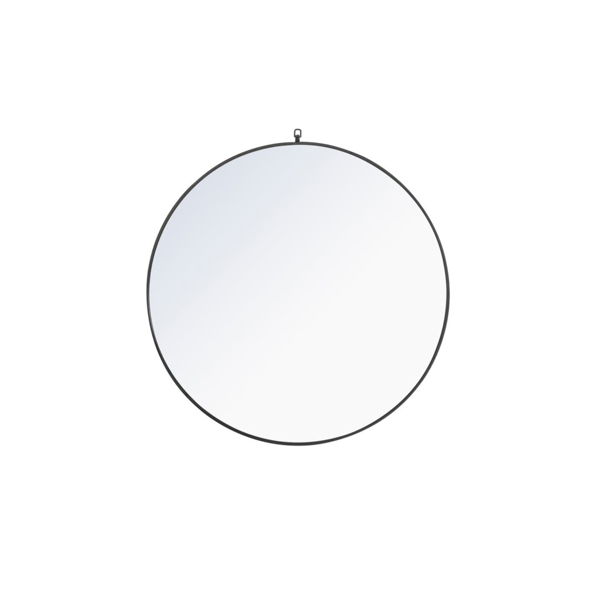 48-Inch Black Round Metal Frame Mirror with Hook
