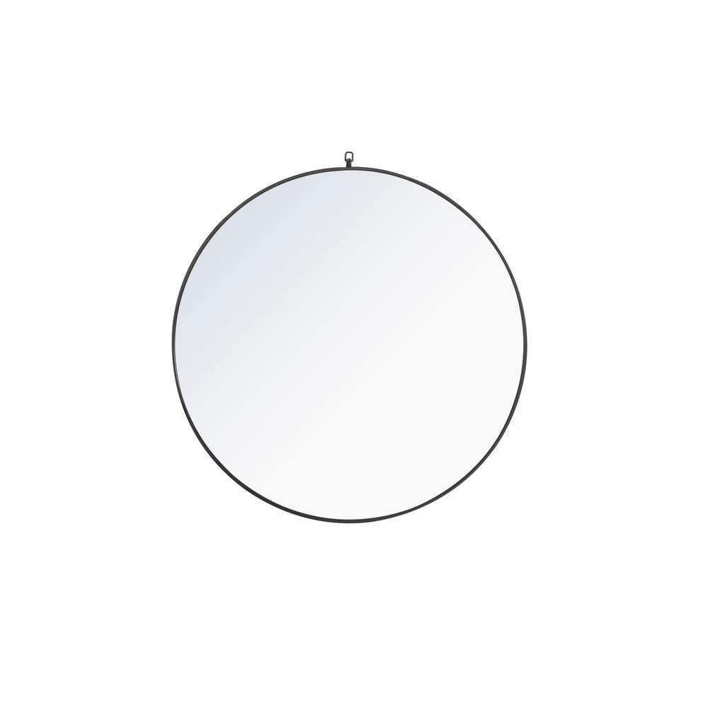 48-Inch Black Round Metal Frame Mirror with Hook
