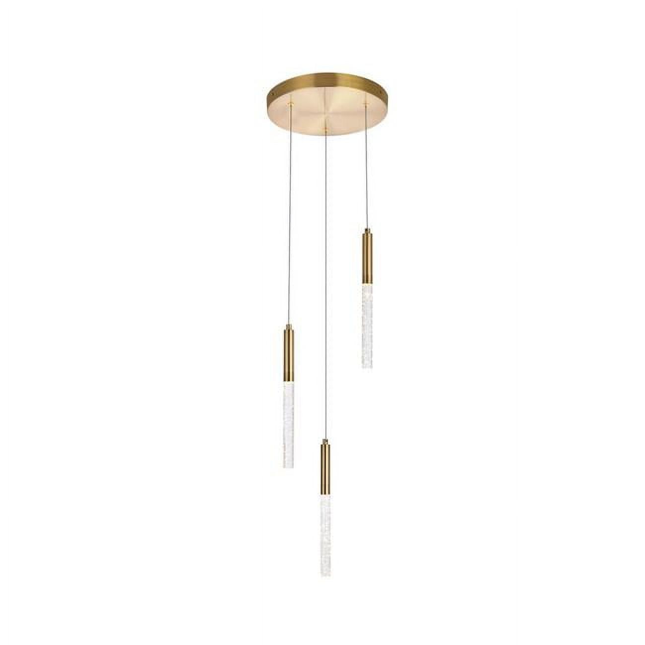 Ethereal Ruelle Gold Crystal LED Pendant, 12" Contemporary