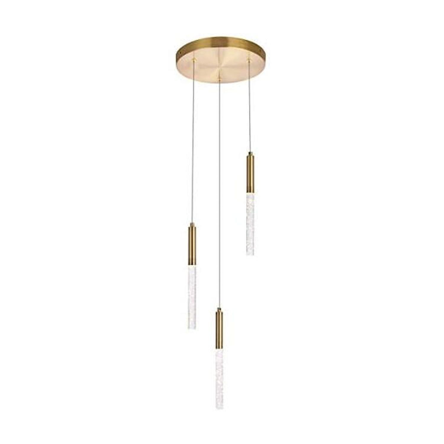 Ethereal Ruelle Gold Crystal LED Pendant, 12" Contemporary