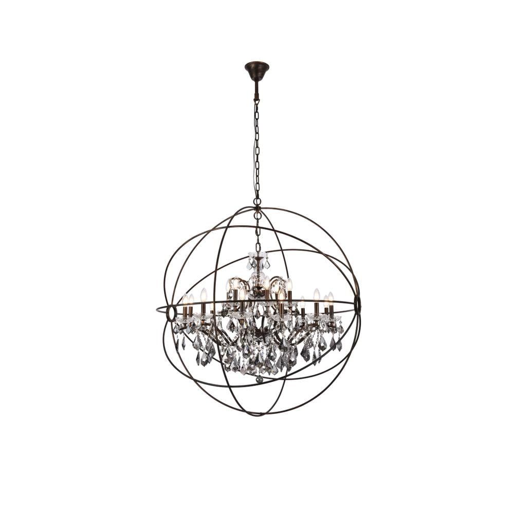 Geneva 18-Light Dark Bronze Crystal Chandelier