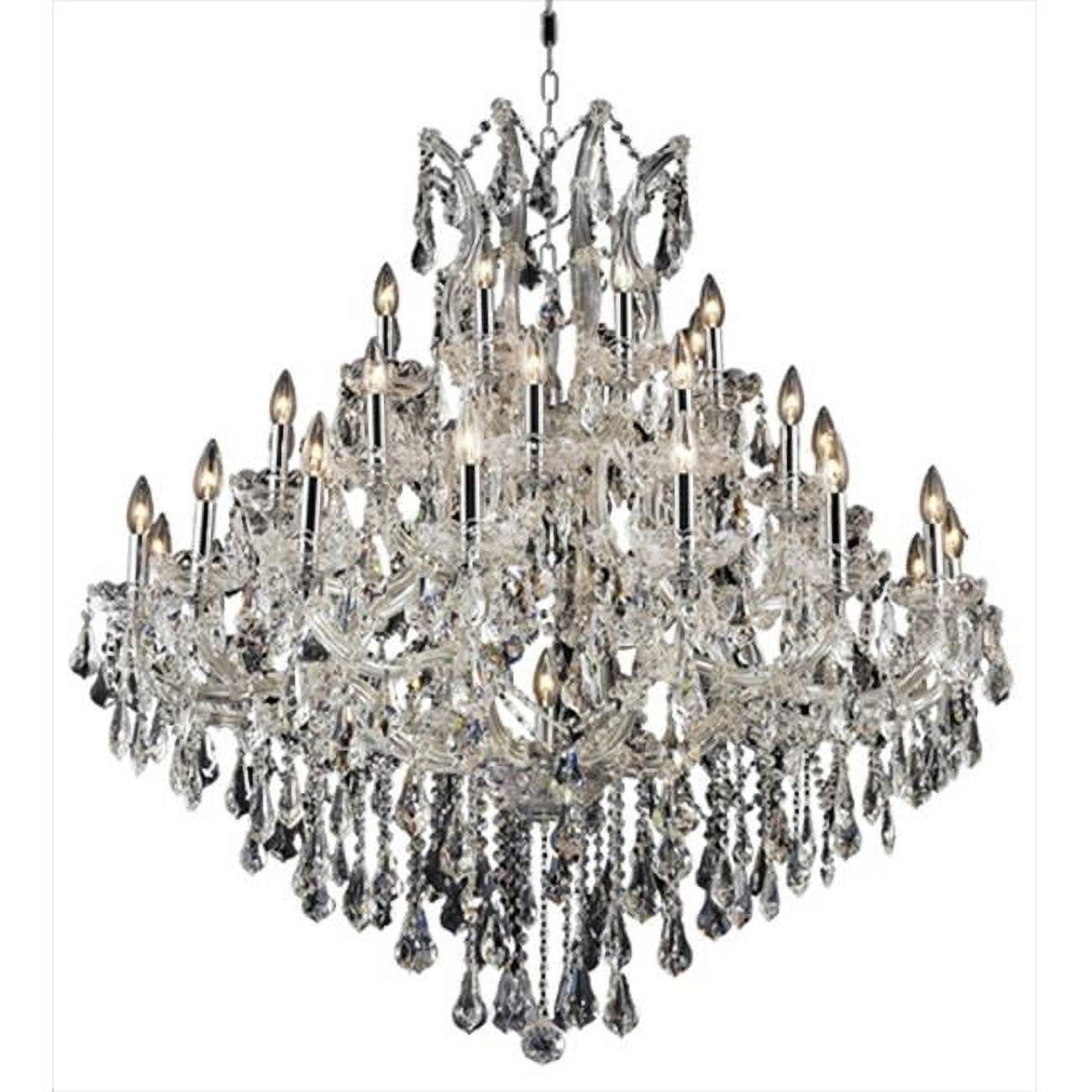 Elegant 44" Chrome Crystal Chandelier with Clear Royal Cut Crystal