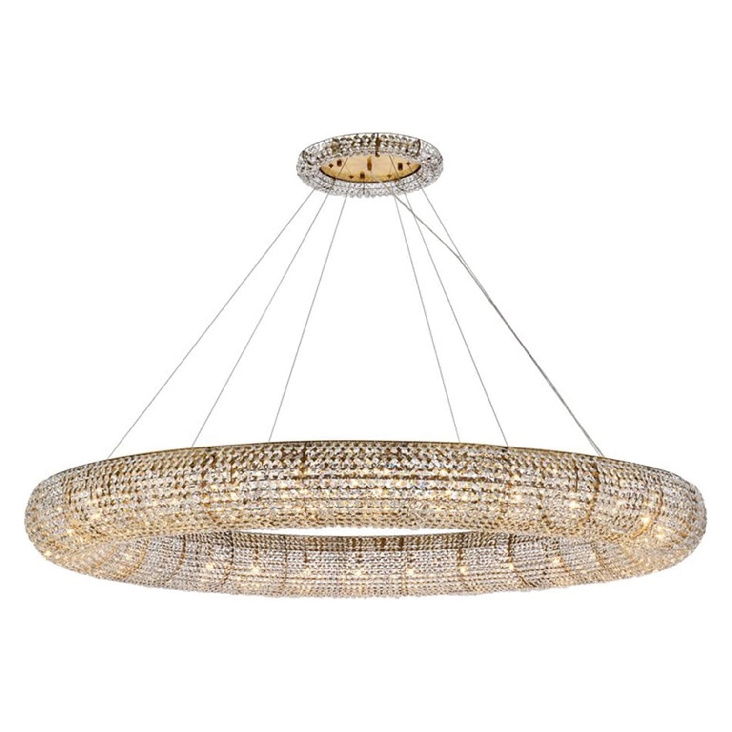 Gold and Clear Crystal 30-Light Round Chandelier