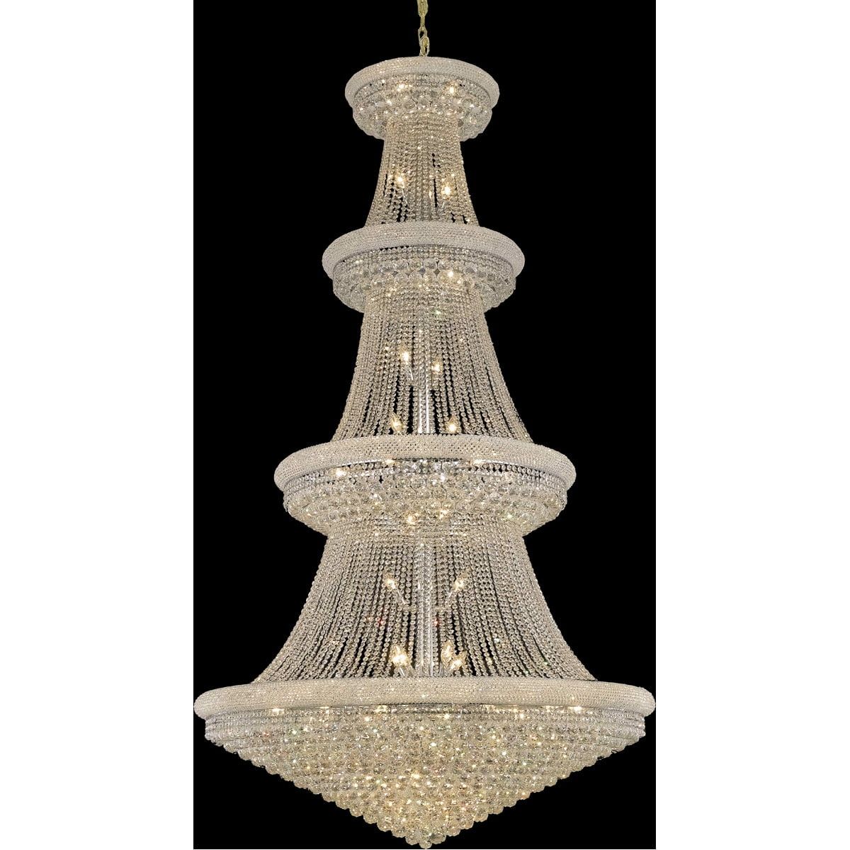 54" Chrome and Crystal 48-Light Grand Chandelier