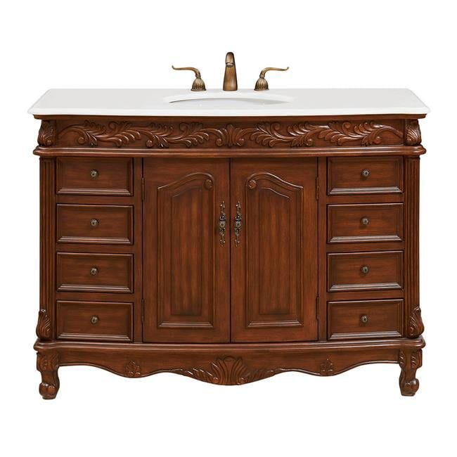 Bordeaux 48" Brown Freestanding Vanity with Ivory Quartz Top