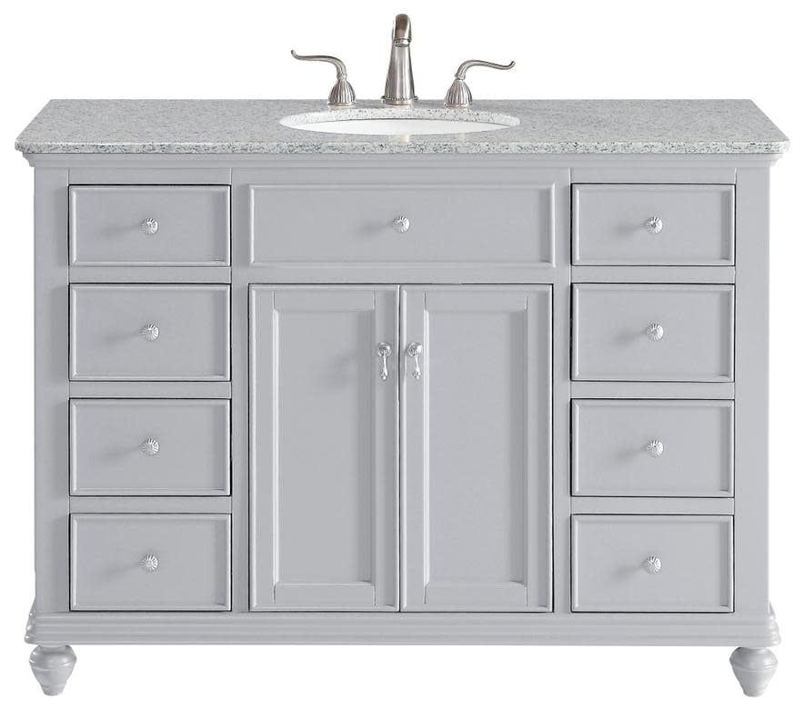 Light Grey Granite Top Single Basin Vanity Set