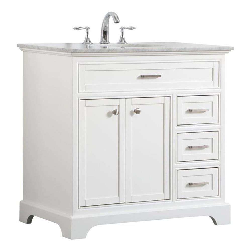 Elegant Decor Americana 36" Wood Single Bathroom Vanity in White