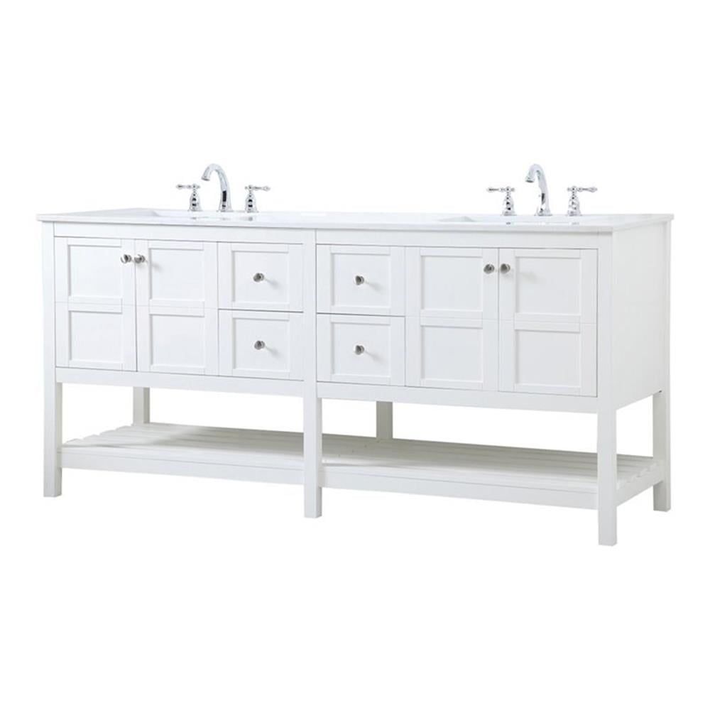 Theo 72" White Double Bathroom Vanity with Calacatta Marble Top