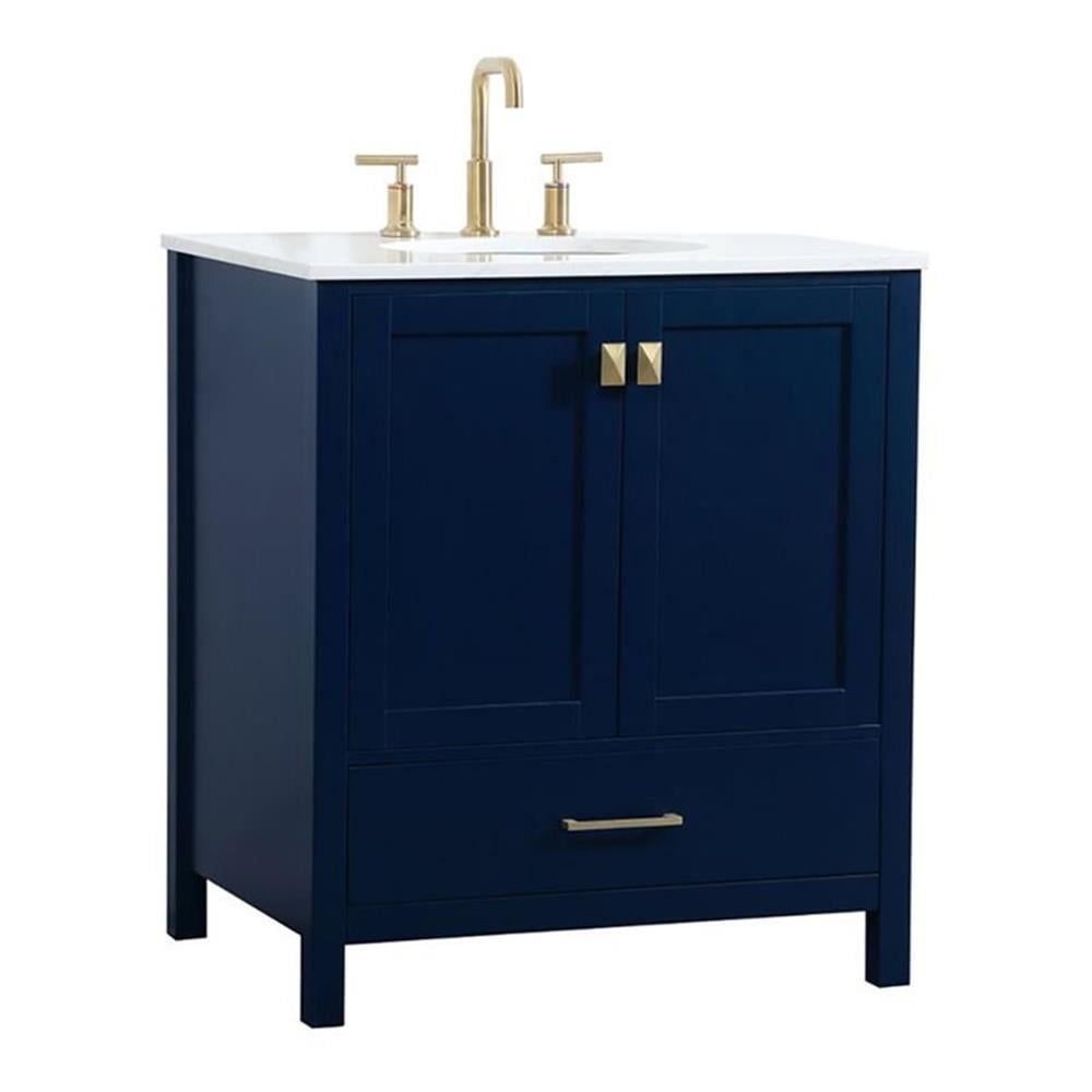 Blue 30" Single Bathroom Vanity with Gold Accents