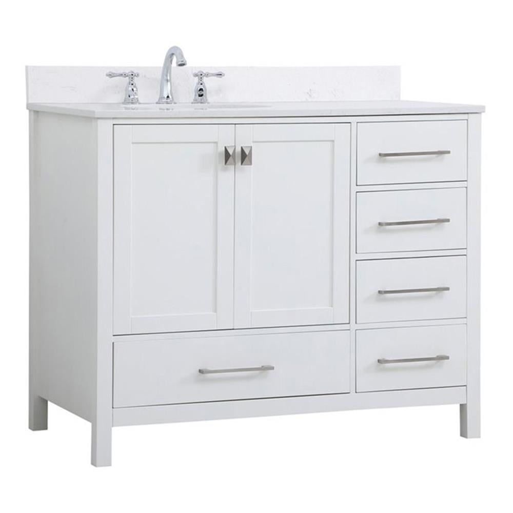 Irene 42" White Solid Wood and MDF Bathroom Vanity Set