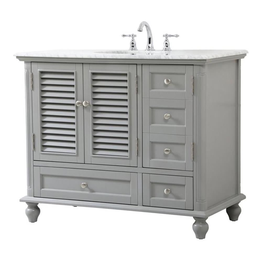 Rhodes 42" Gray Solid Wood Bathroom Vanity with Marble Top