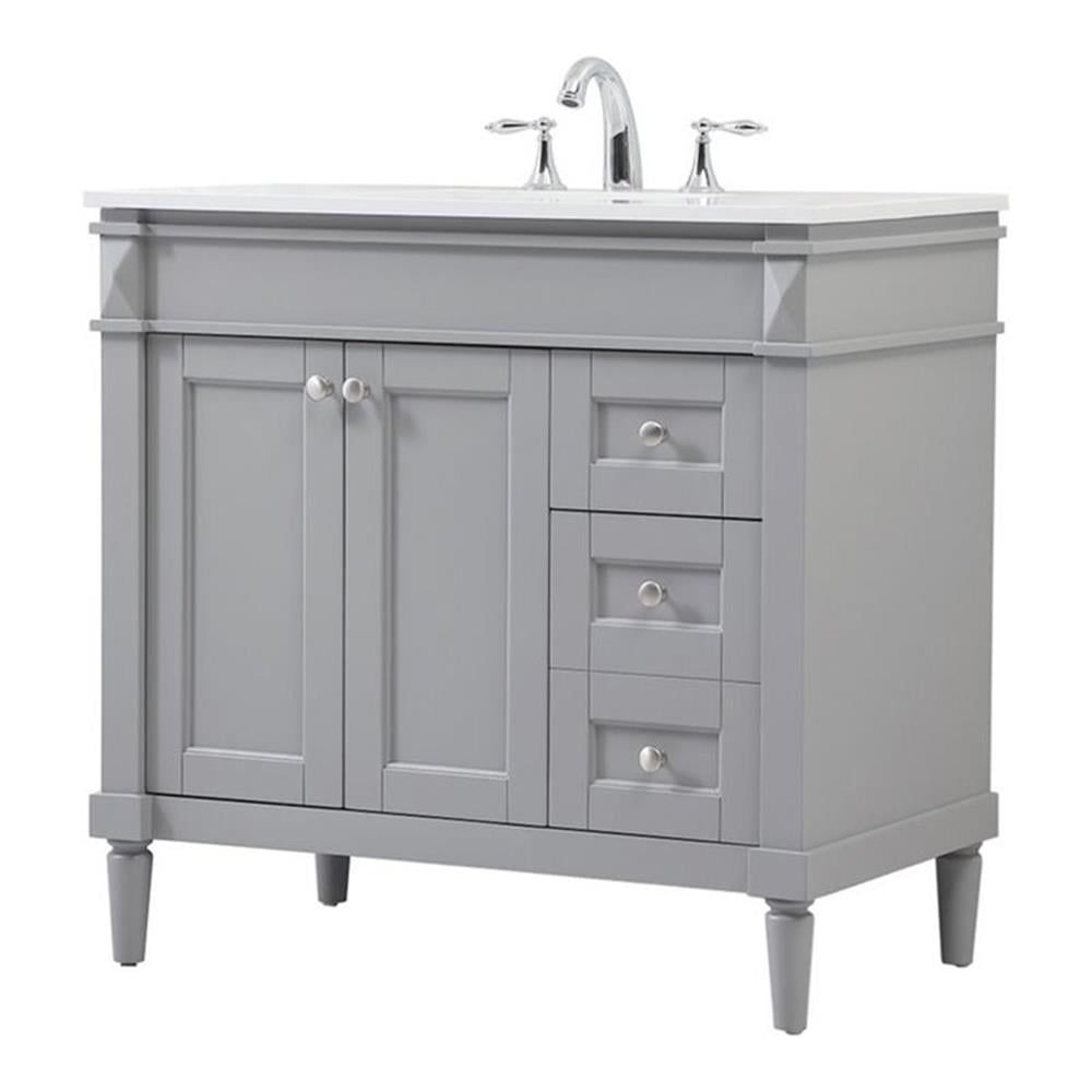 Elegant Decor Bennett 36" Aluminum MDF Single Bathroom Vanity in Gray