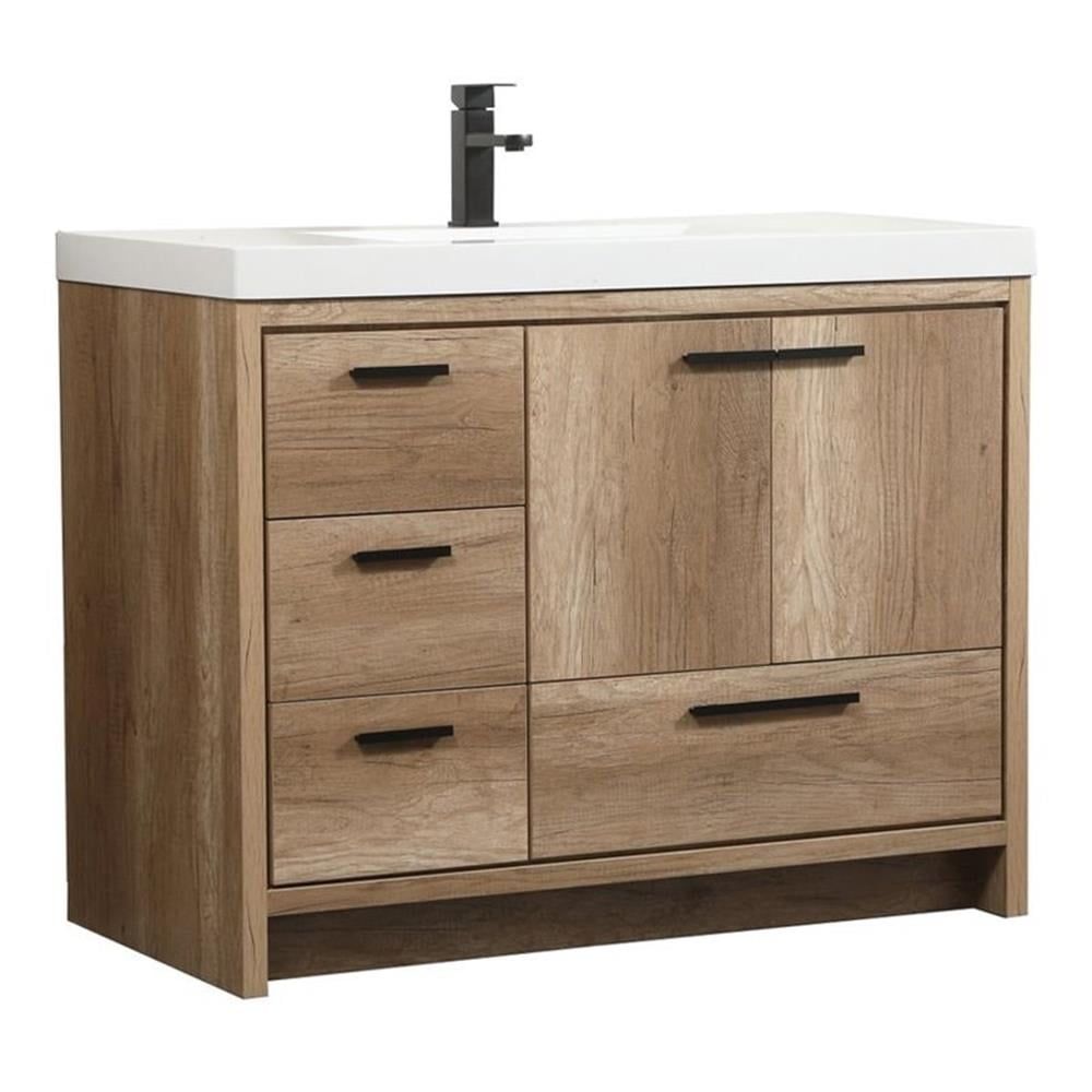 Wyatt 42" Natural Oak Single Bathroom Vanity with Resin Sink