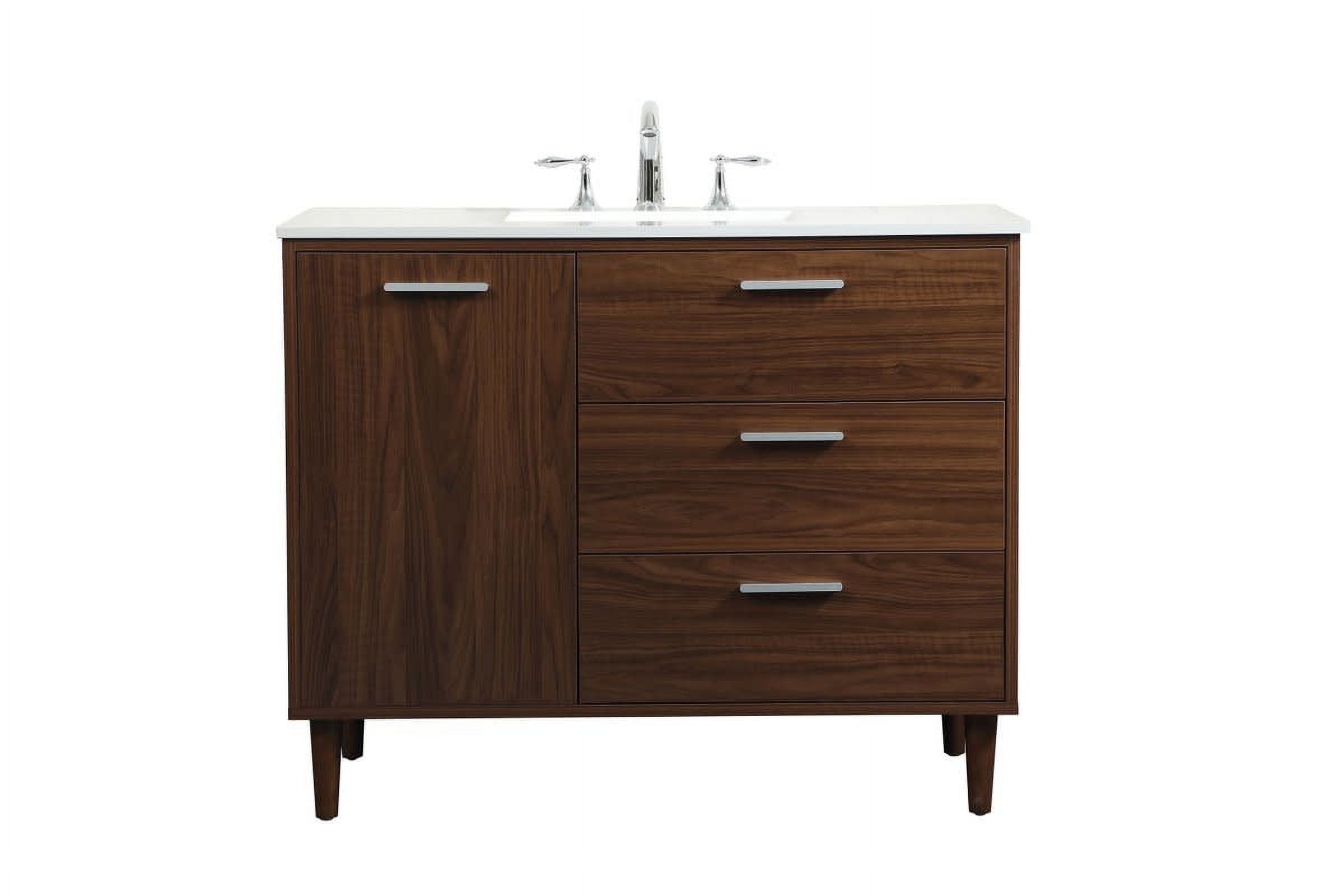 Walnut and Calacatta White 42" Single Vanity with Engineered Marble Top