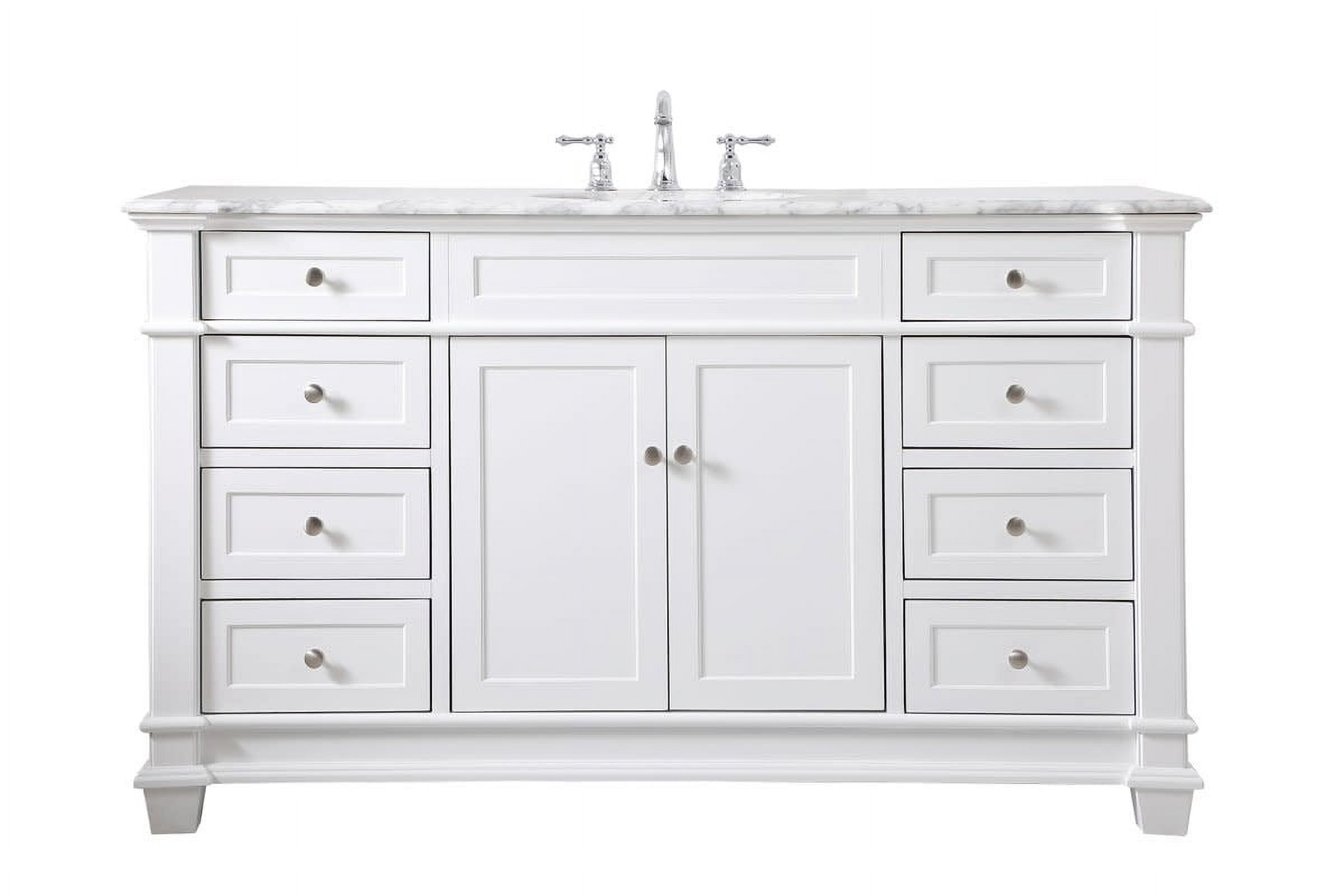 Wesley 60" White Marble Top Single Sink Vanity