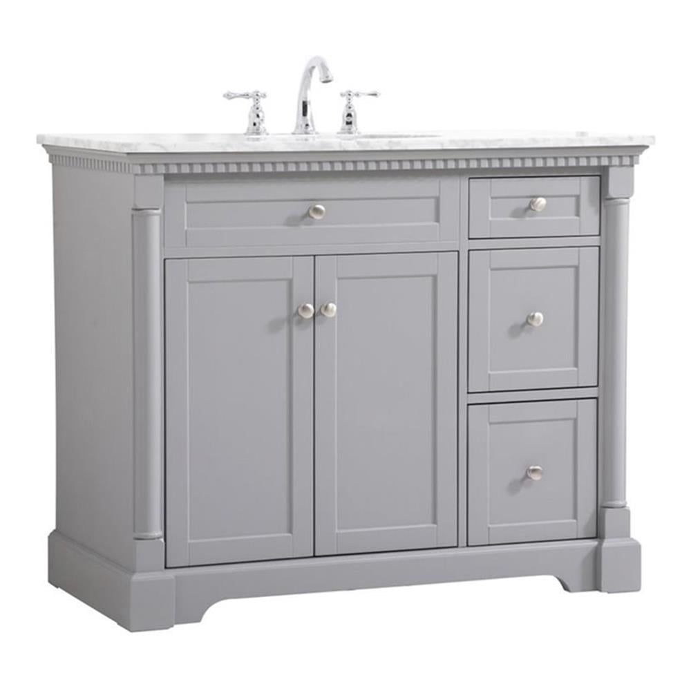 Clarence 42" Gray Solid Wood and MDF Single Bathroom Vanity with Marble Top