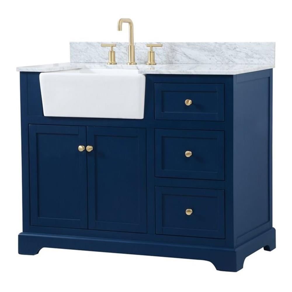 Blue 42" Single Bathroom Vanity with Carrara Marble Top