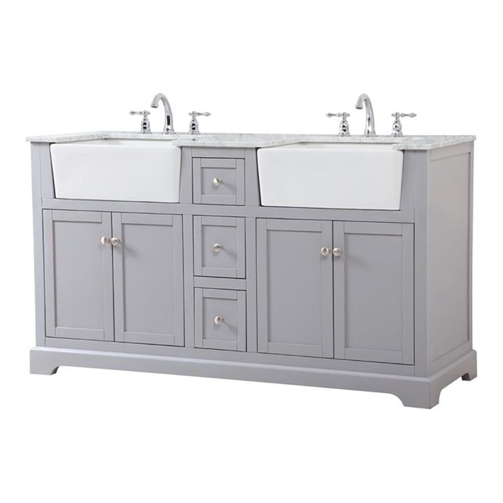 Elegant Decor Franklin 60" Aluminum MDF Double Bathroom Vanity in Gray