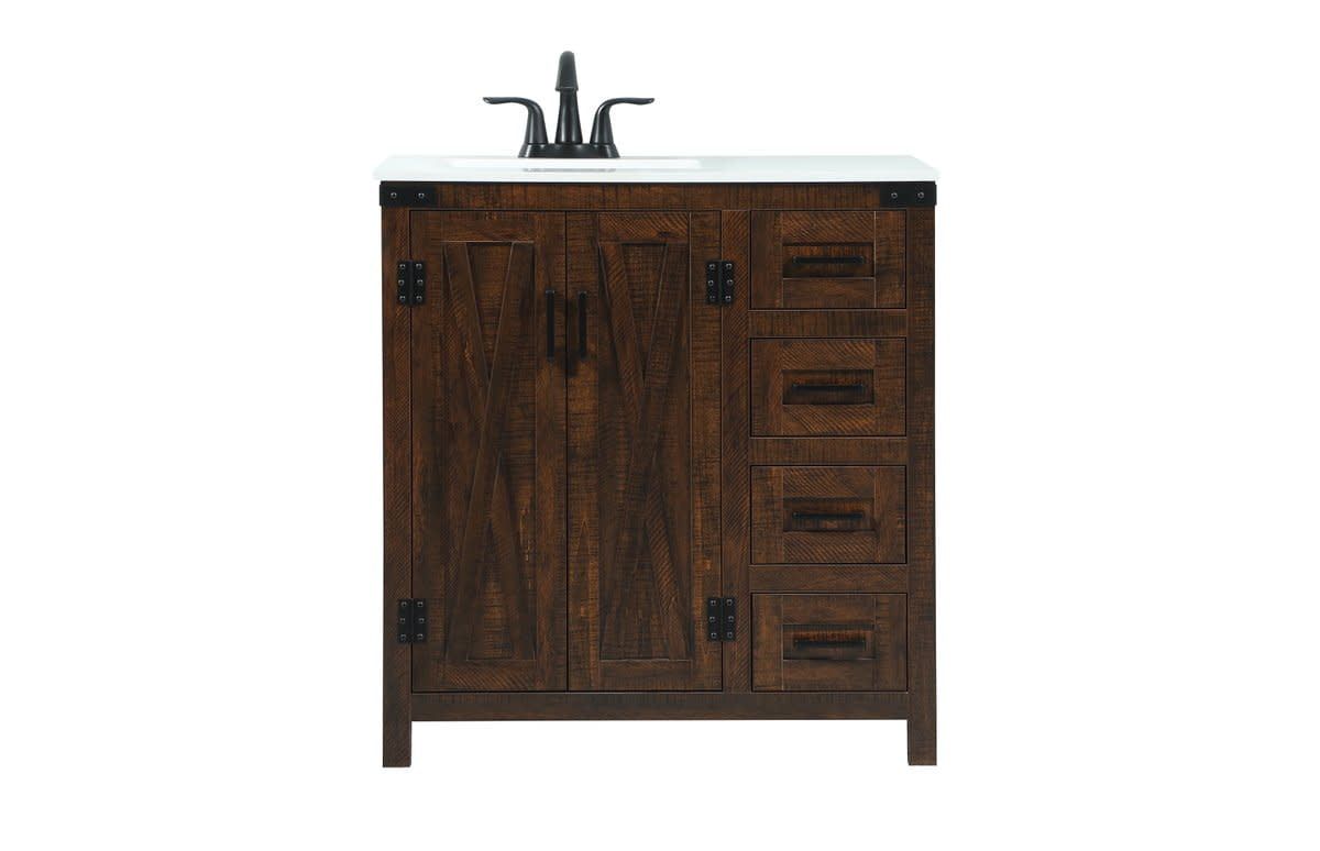 Grant 32" Espresso Single Bathroom Vanity with Quartz Top