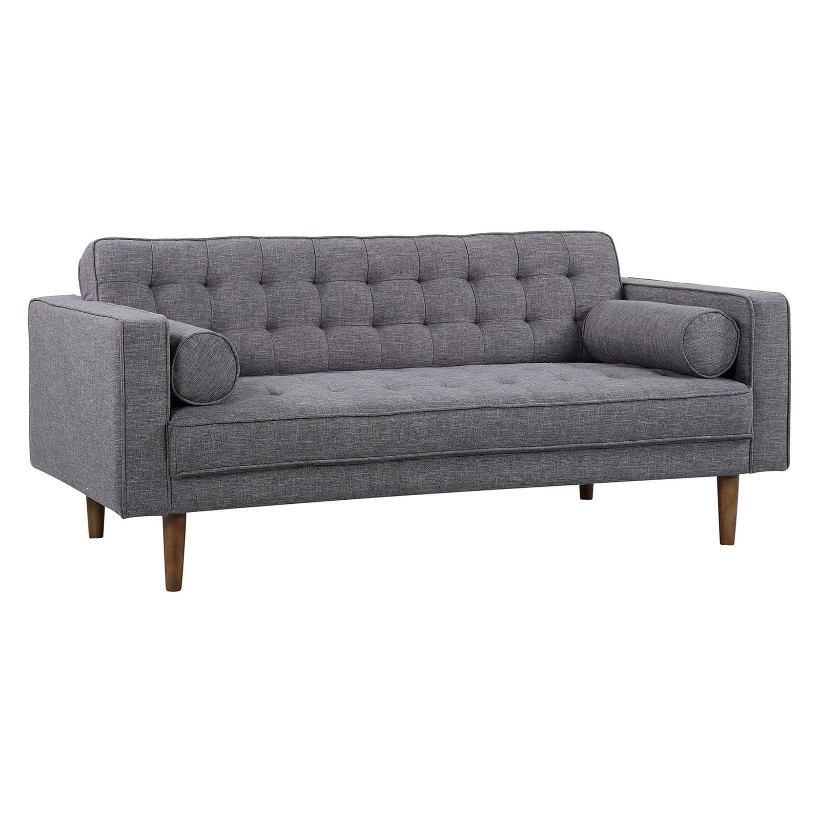 Element Dark Gray Linen Tufted Loveseat with Walnut Wood Legs