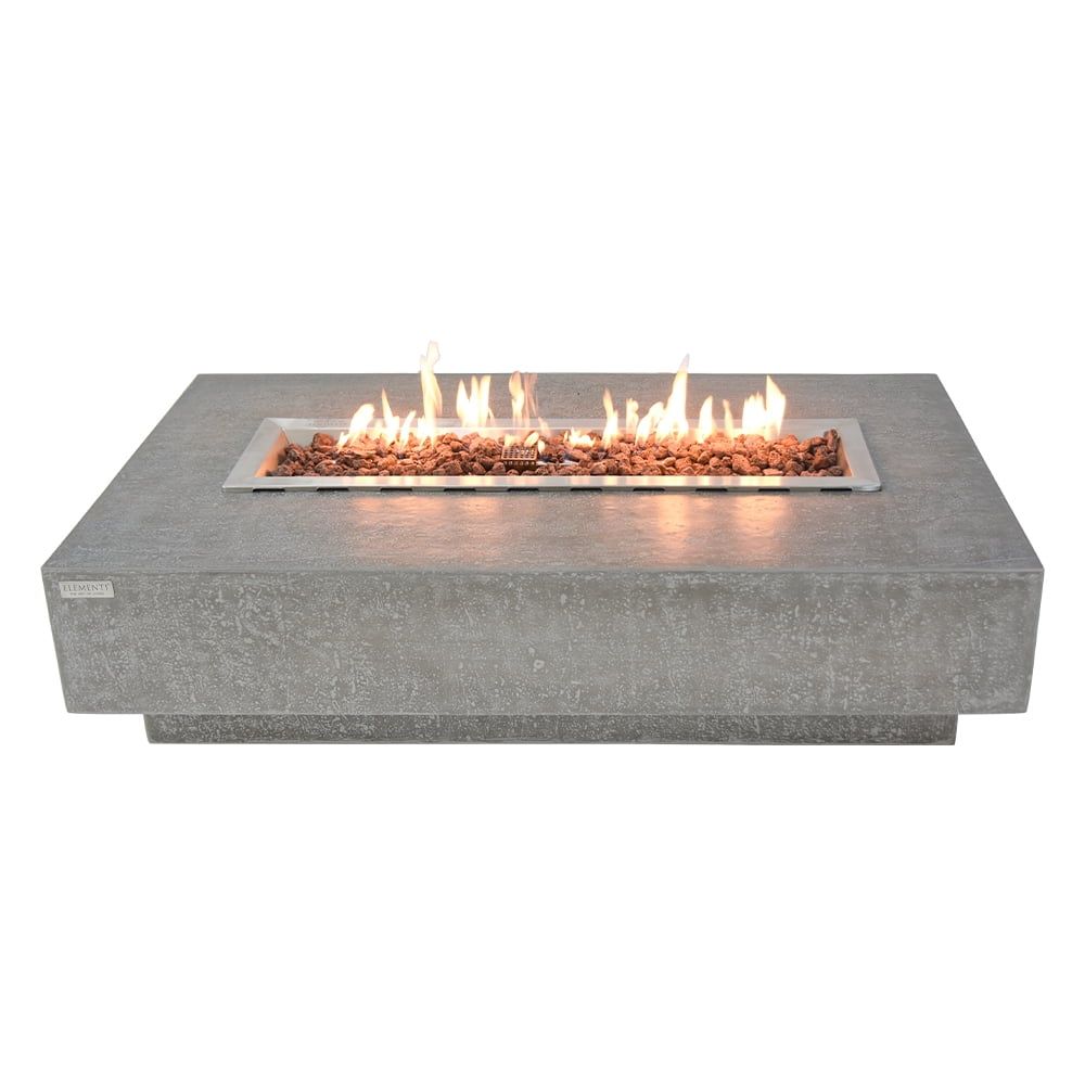 Hampton Gray Concrete Rectangular Gas Fire Pit Table