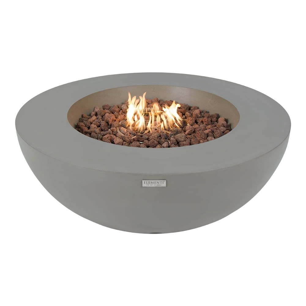 Lunar Gray Round Concrete Gas Fire Pit Table