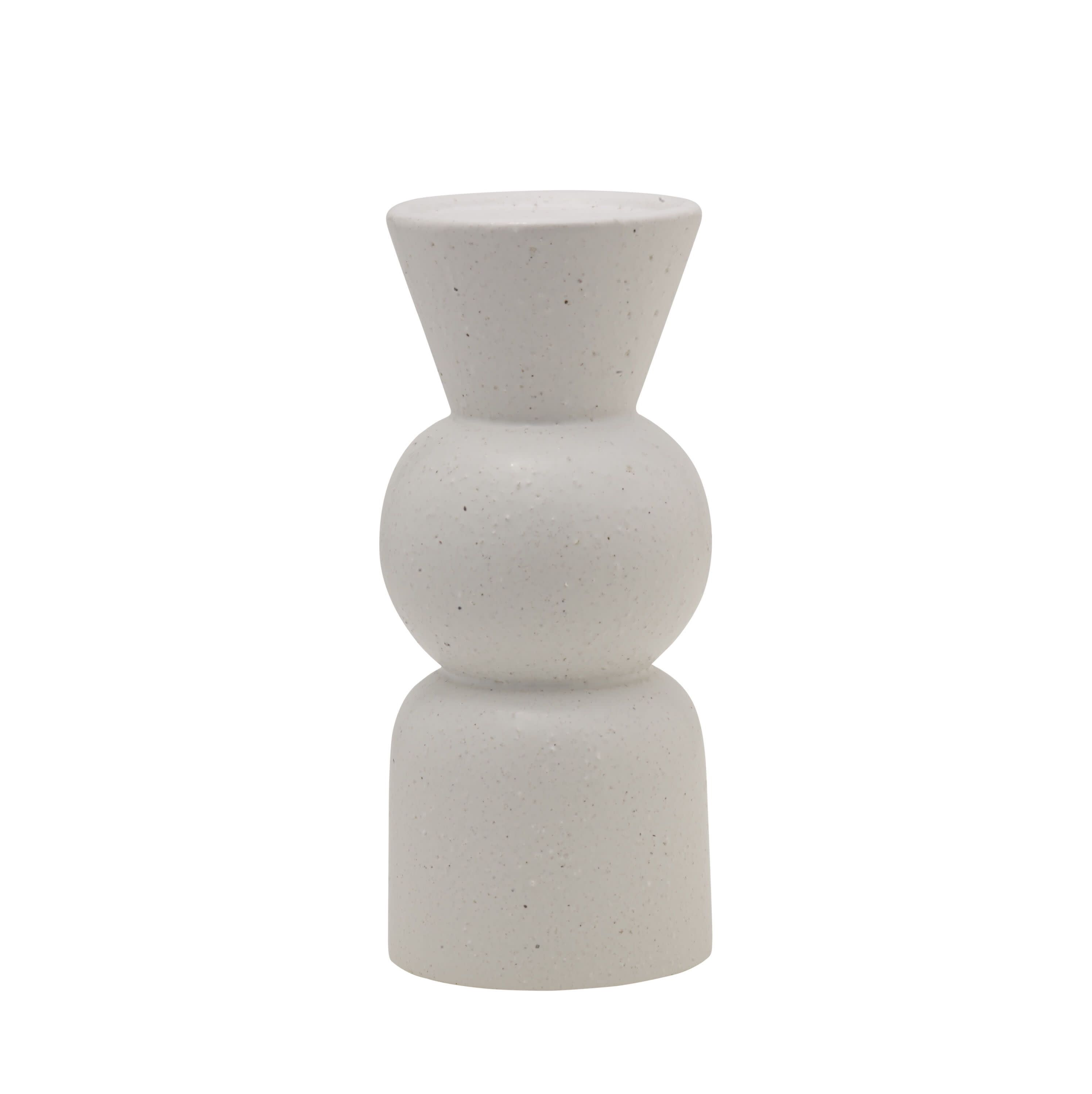 Elegant White Ceramic Sphere Candlestick, 9 Inch