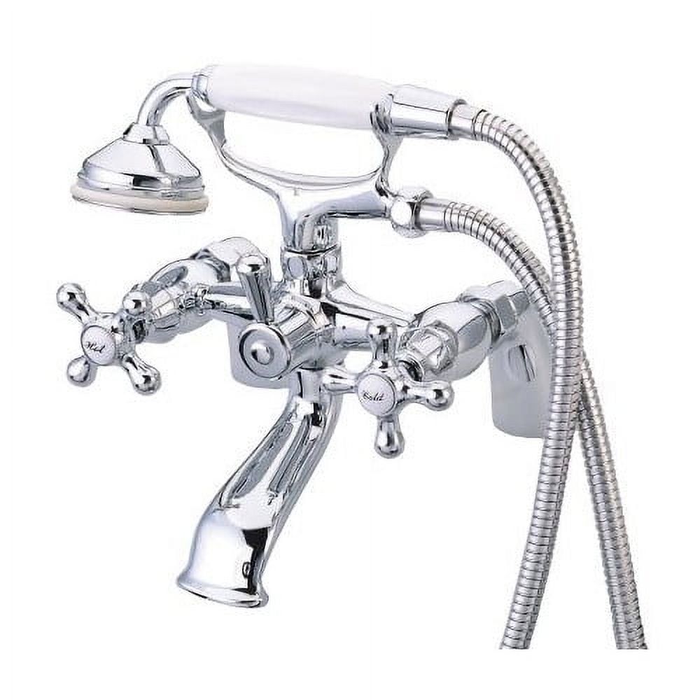 Chrome Dual Handle Deck Mount Tub Faucet with Handshower