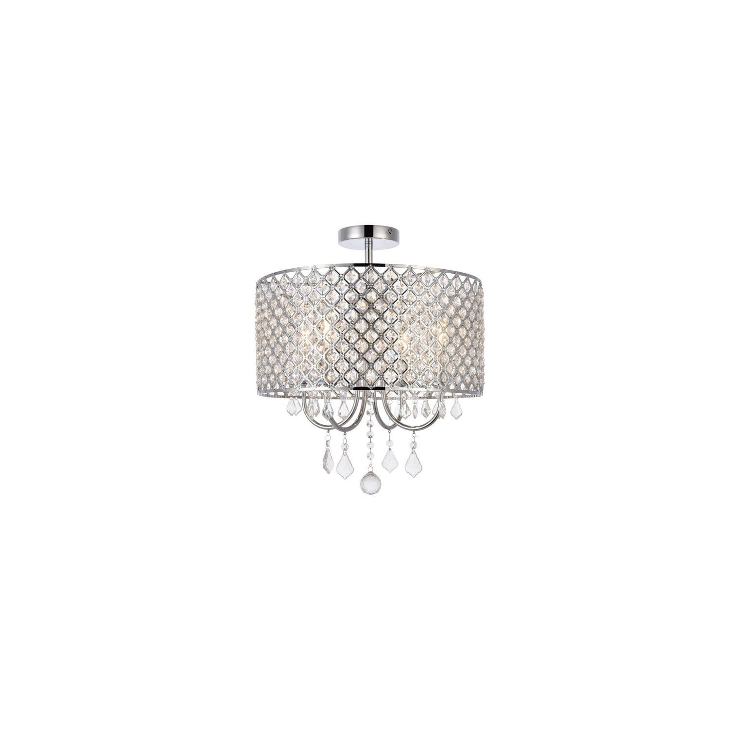 Elise Chrome Crystal 4-Light Flush Mount Ceiling Fixture