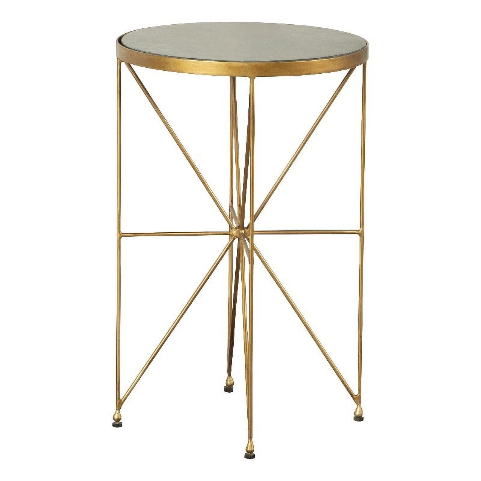 Green Marble and Gold Metal Round Accent Table