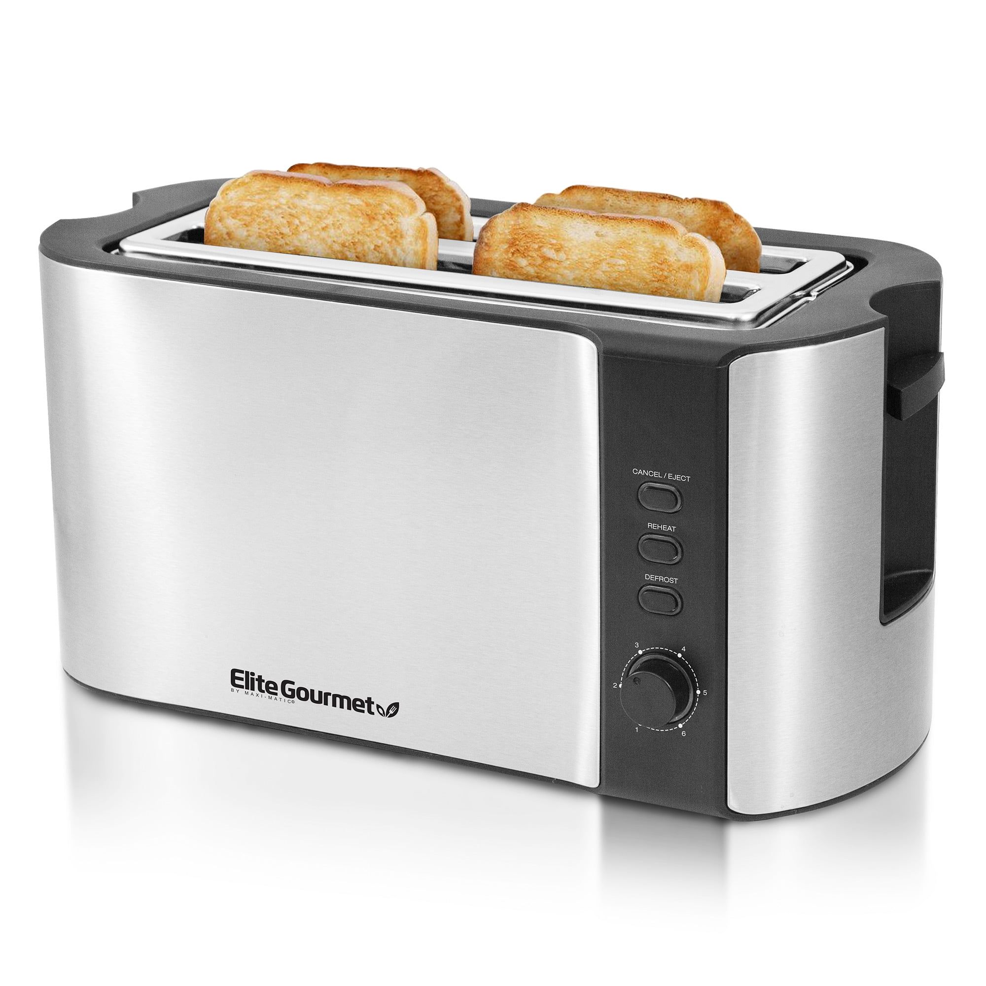 Stainless Steel 4-Slice Long Slot Toaster with Wide Slots