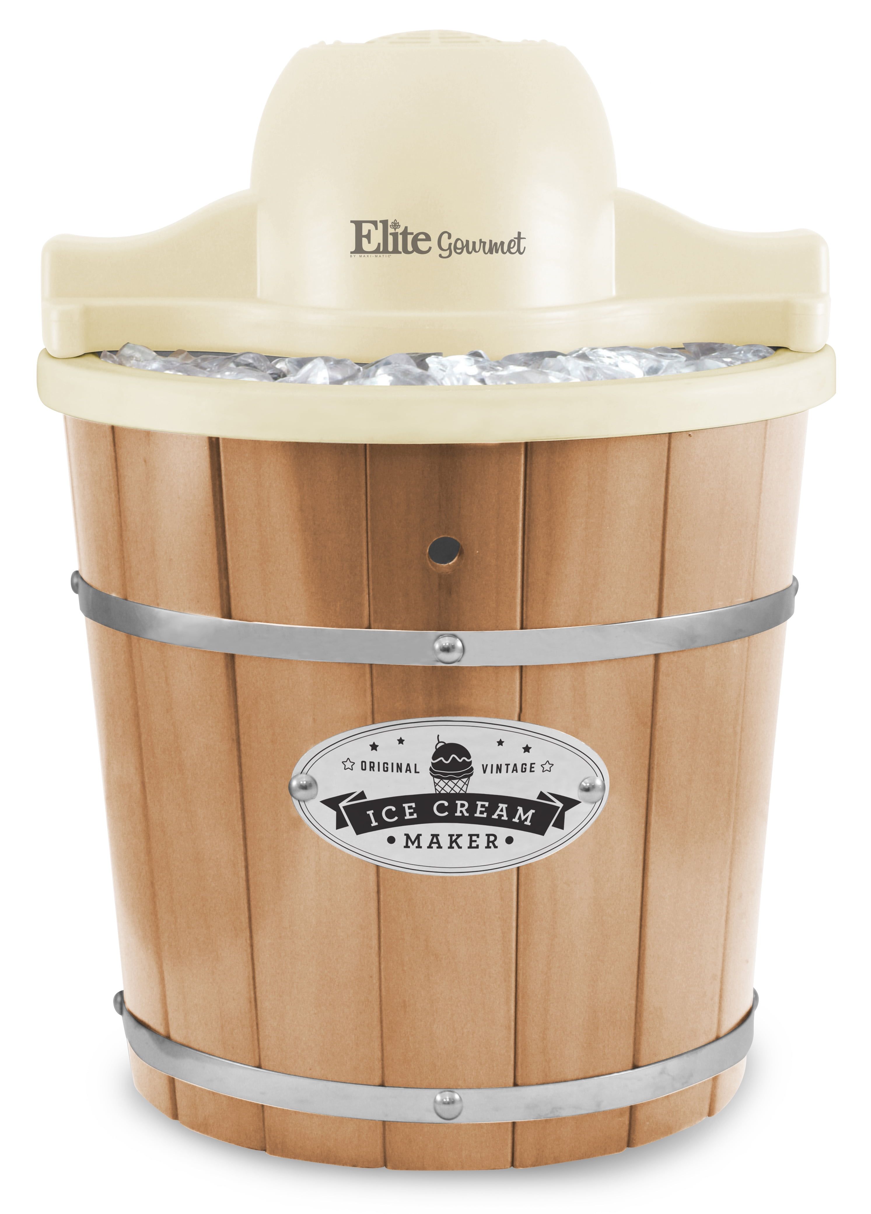 Elite Gourmet 4-Quart Pine Wood Electric Ice Cream Maker