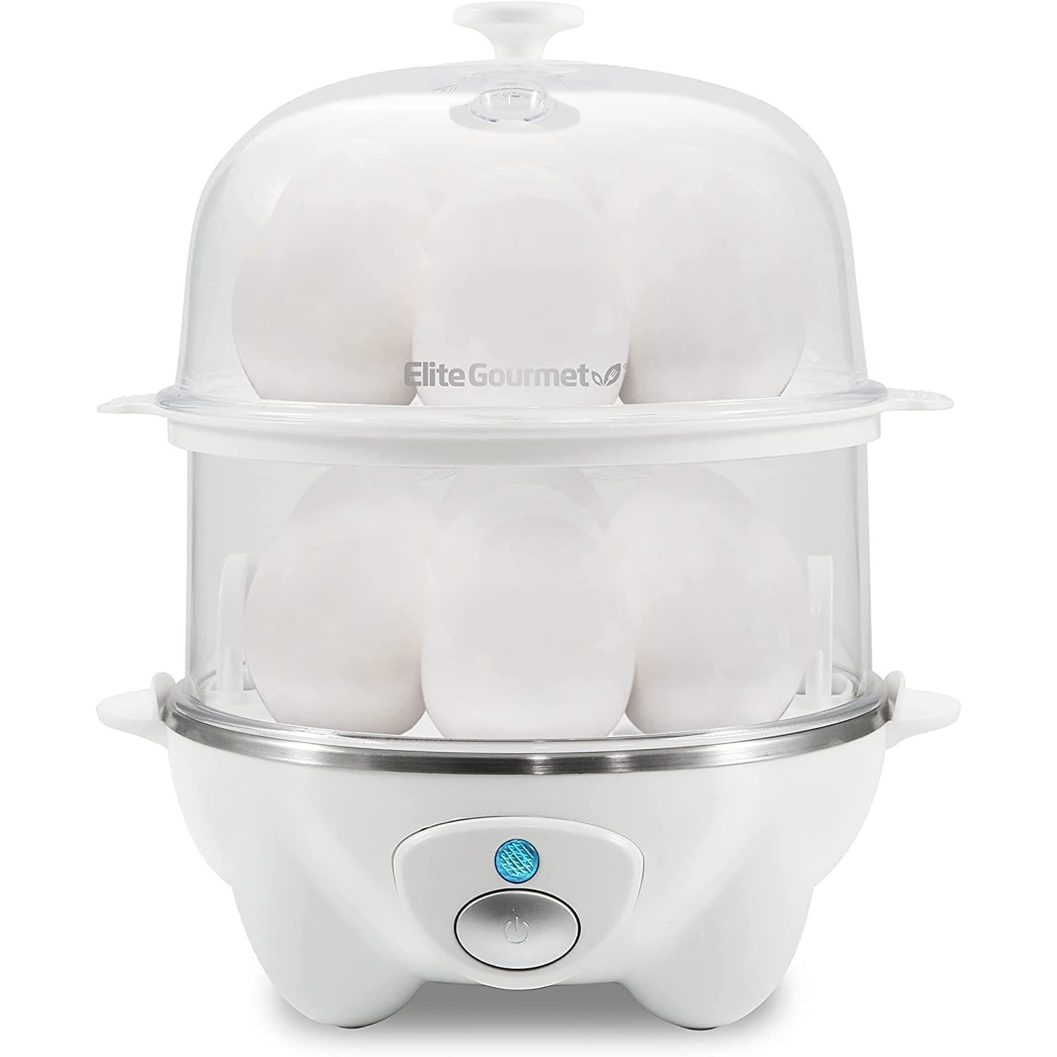 White 2-Tier Automatic Egg Cooker with Steamer