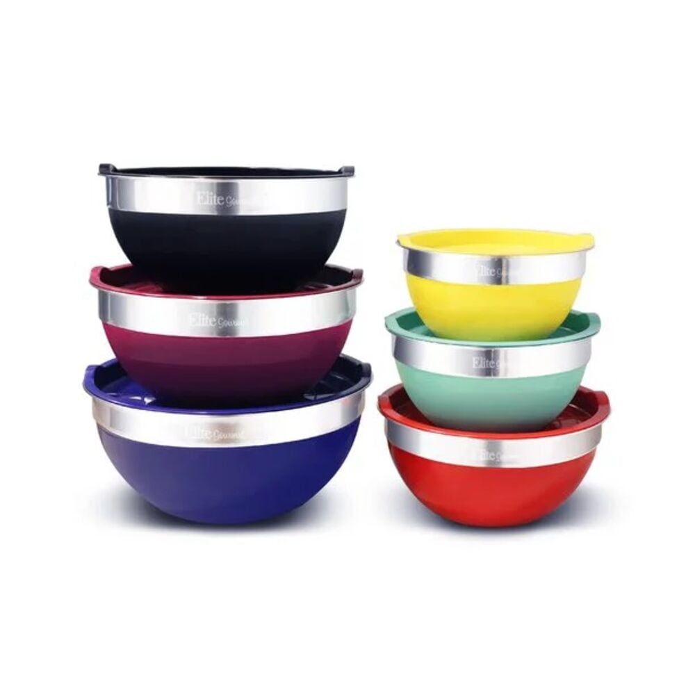 Vibrant Stainless Steel Mixing Bowl Set with Lids, 12-Piece