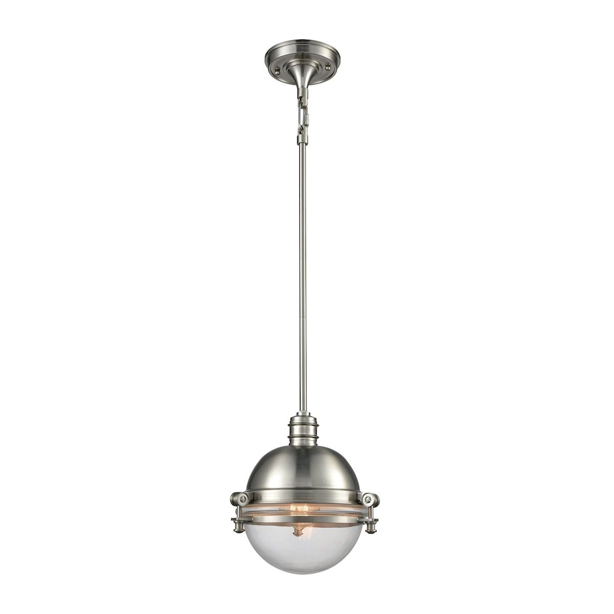 Riley 10-Inch Satin Nickel Glass Mini Pendant