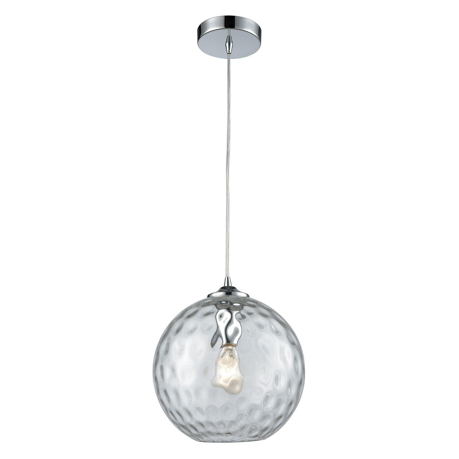 Hammered Clear Glass Globe Mini Pendant in Polished Chrome