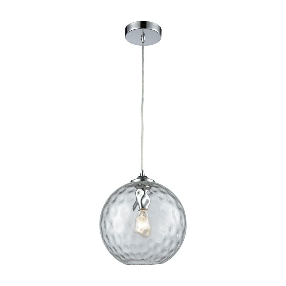 Hammered Clear Glass Globe Mini Pendant in Polished Chrome