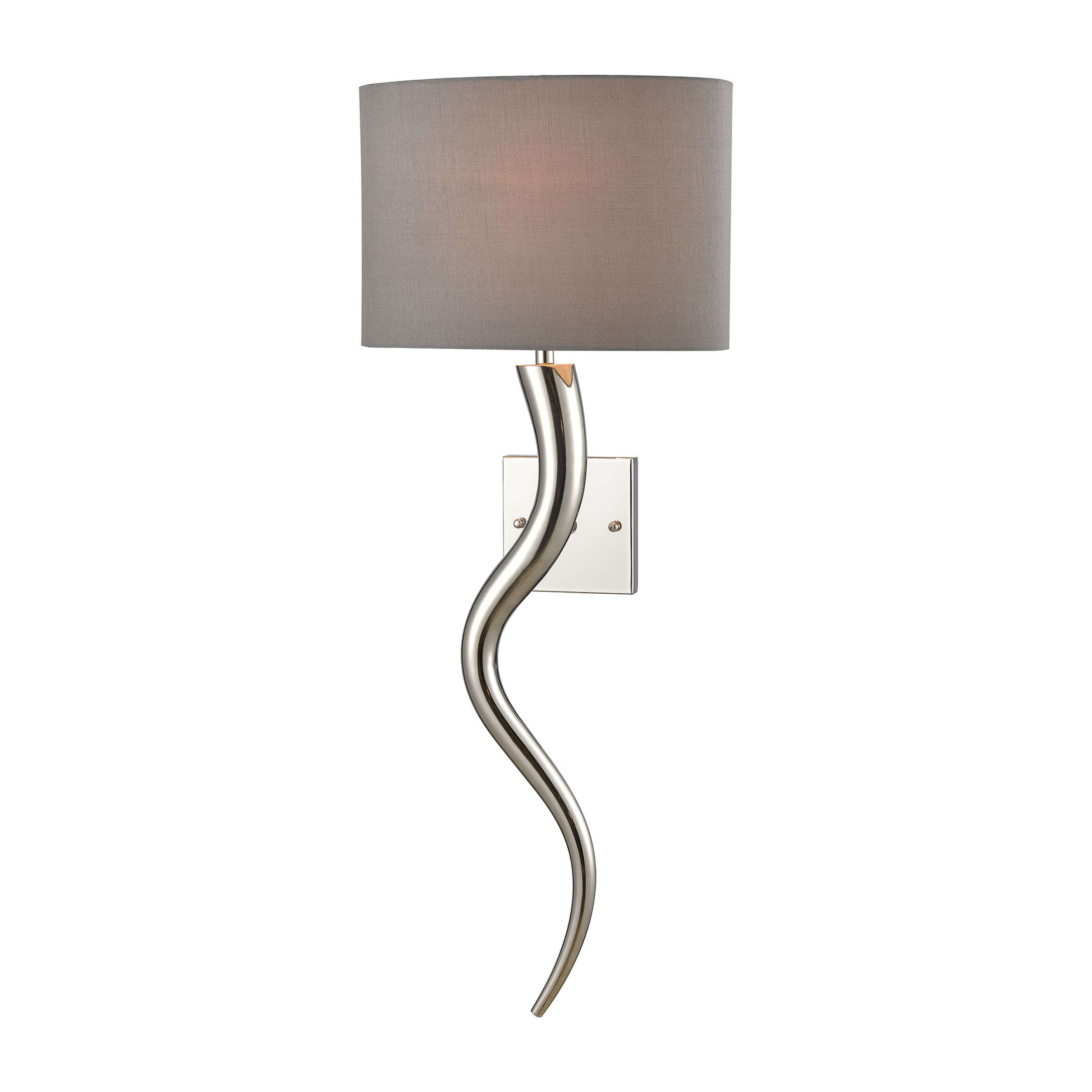 Nile Polished Nickel 1-Light Sconce with Gray Shade