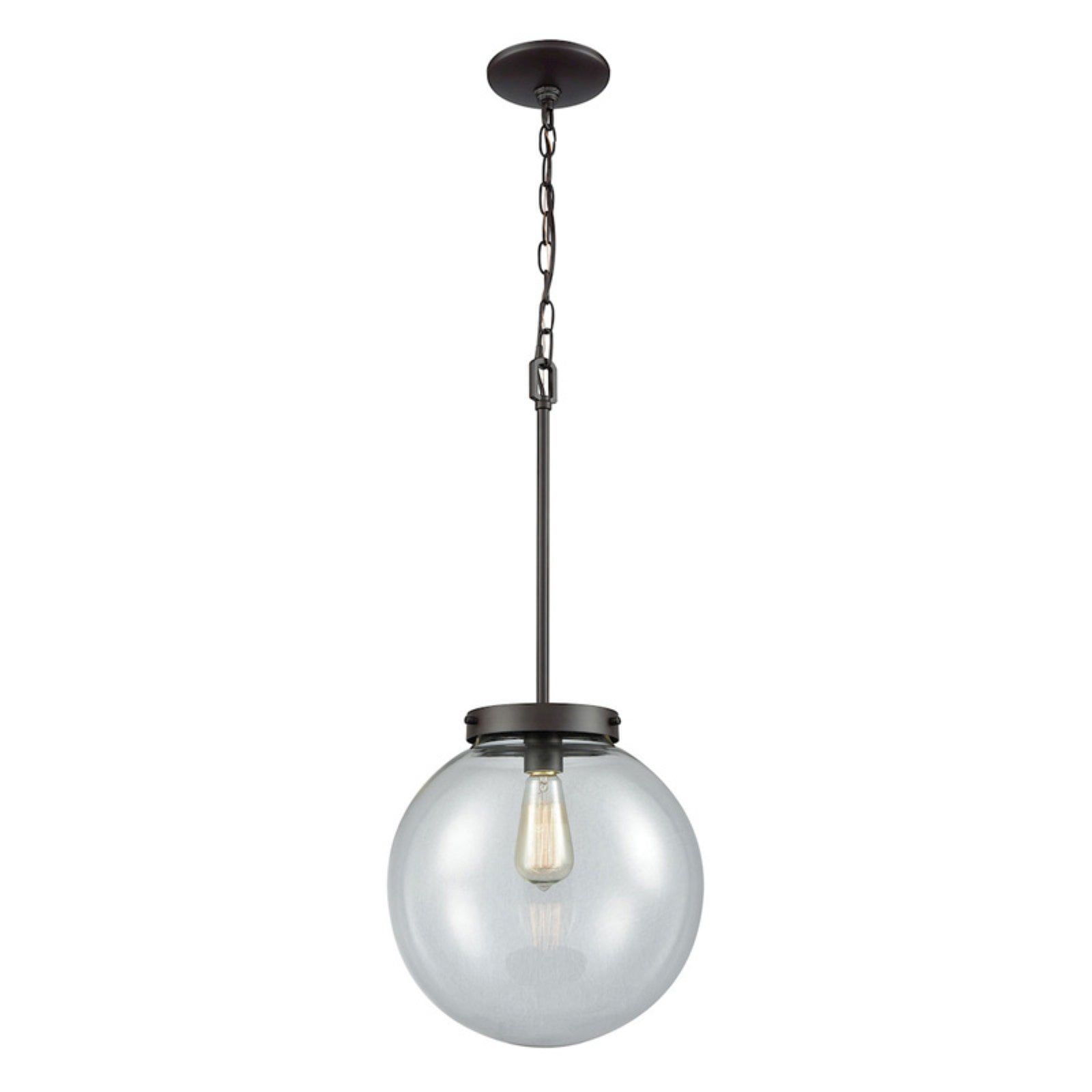 Mini Globe Pendant Light in Oil Rubbed Bronze with Clear Glass