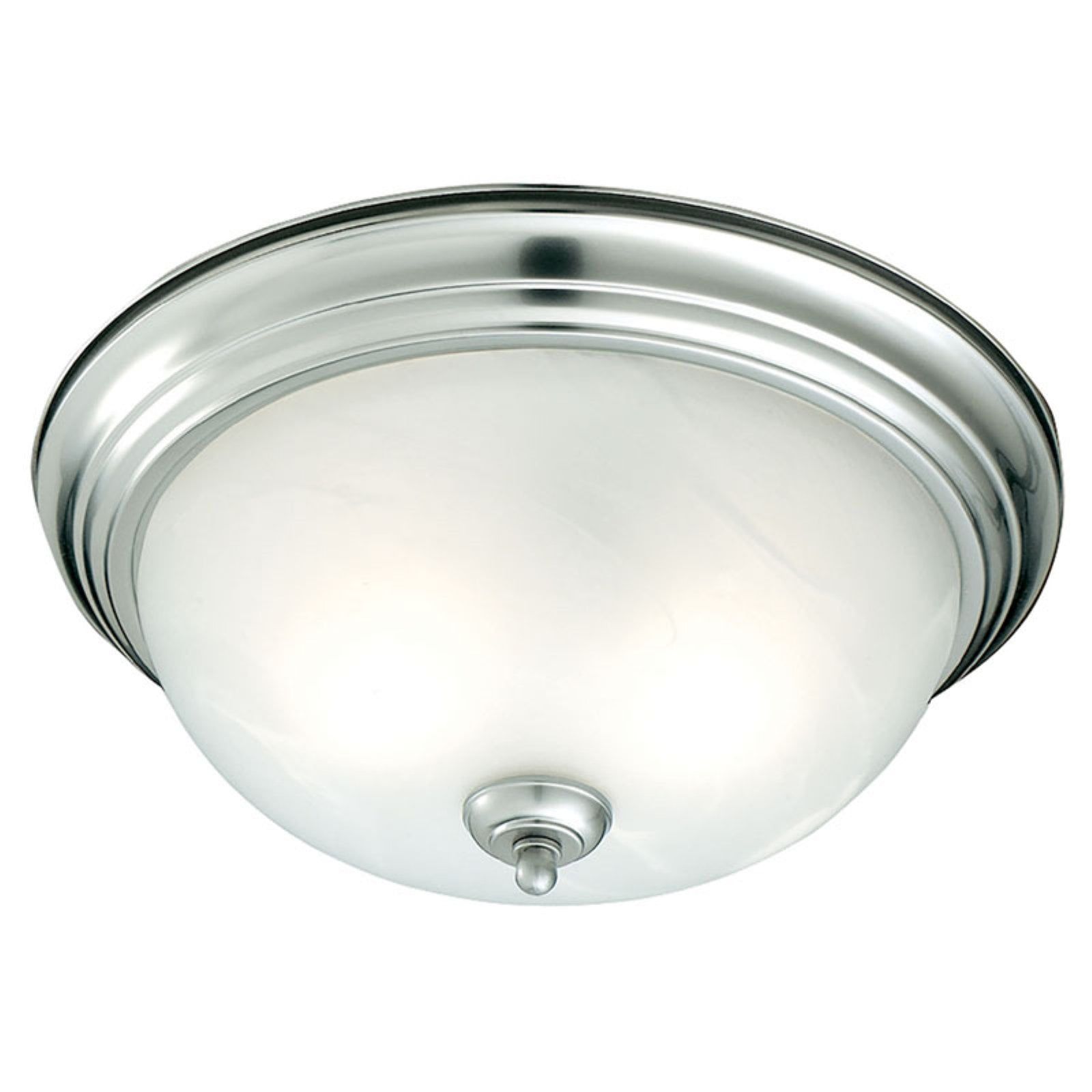 Transitional 12" Brushed Nickel Glass Bowl Flush Mount Light