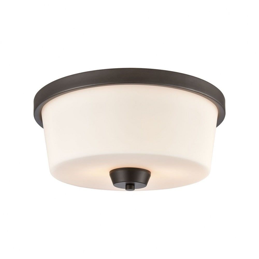 Oil Rubbed Bronze Dual-Light Frosted Glass Flush Mount