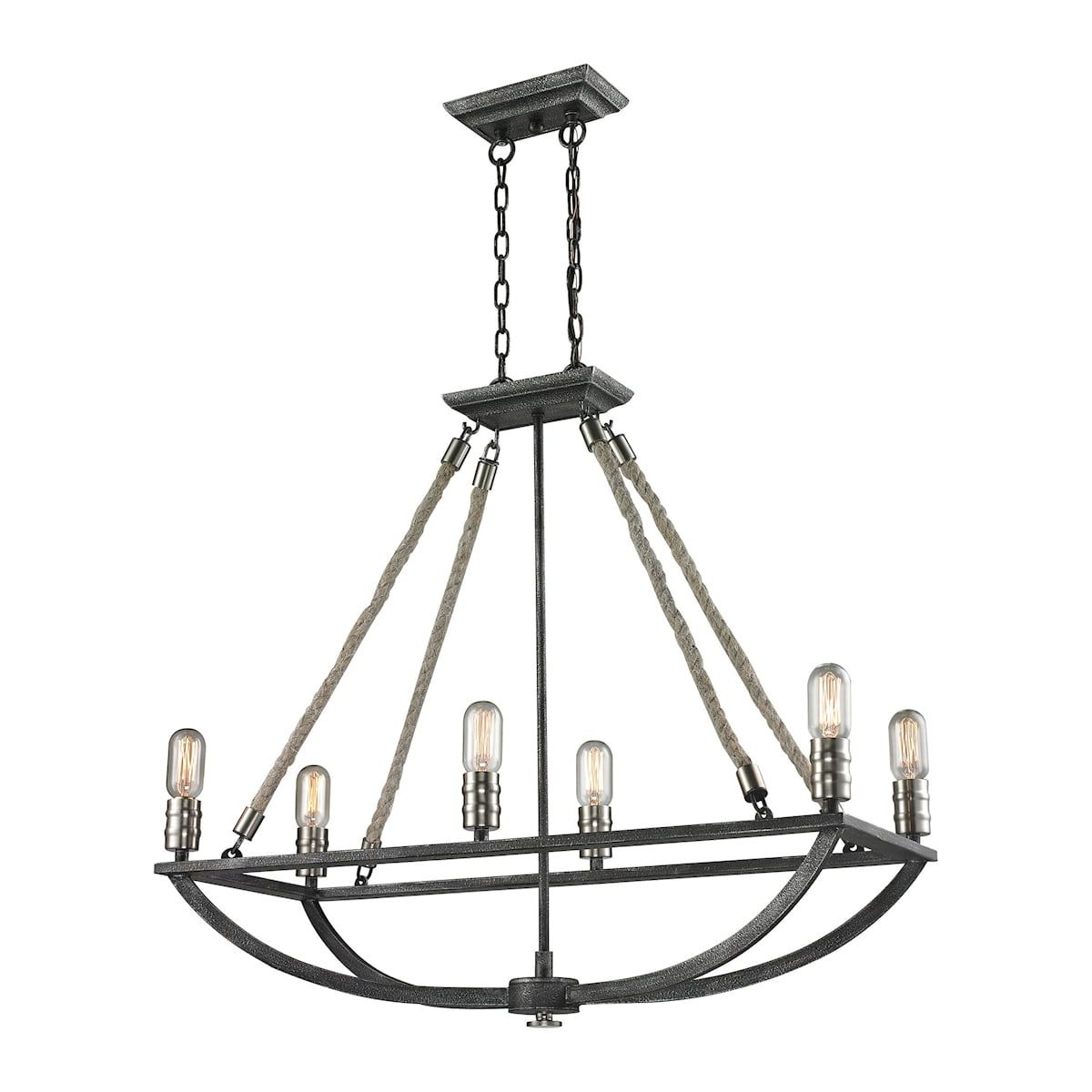 31" Polished Nickel Natural Rope Chandelier