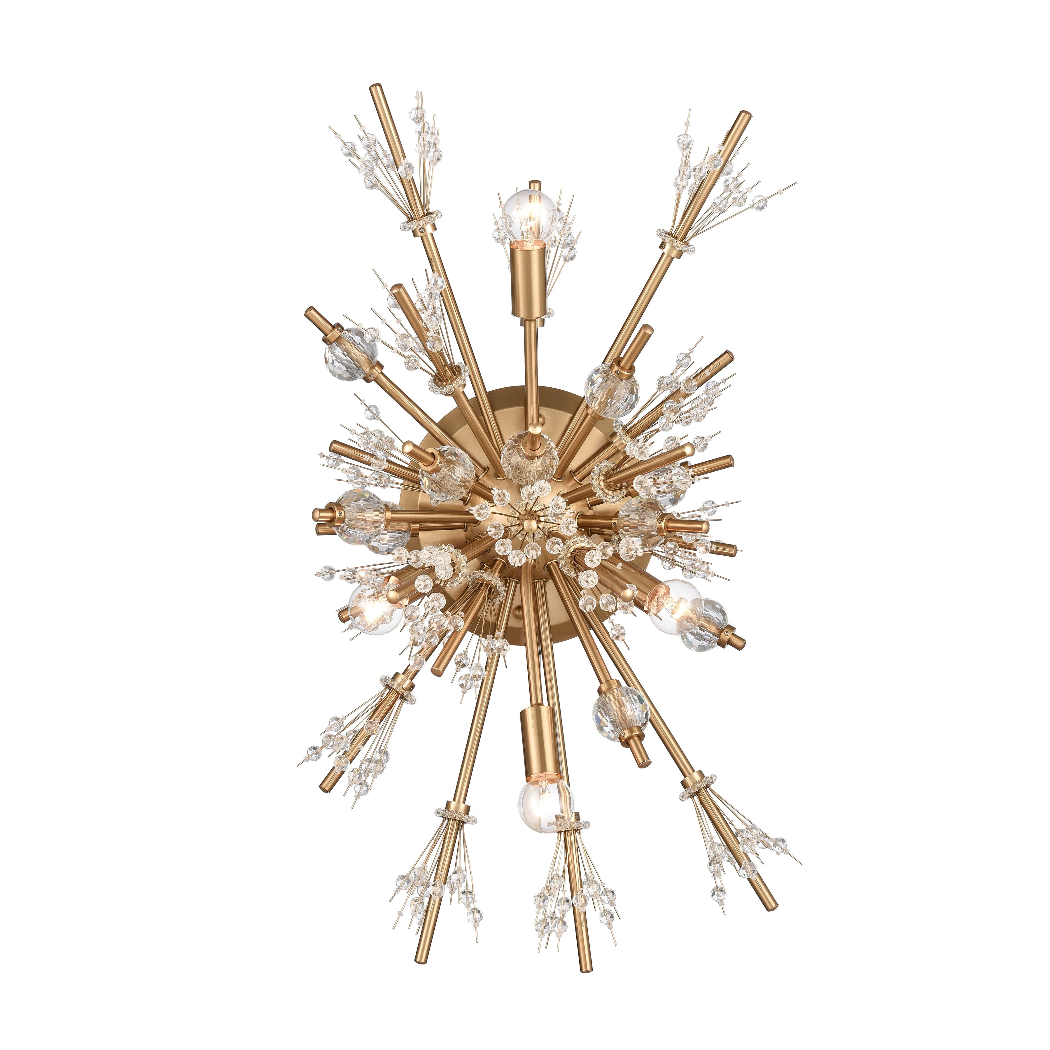 Satin Brass Crystal Starburst 4-Light Wall Sconce