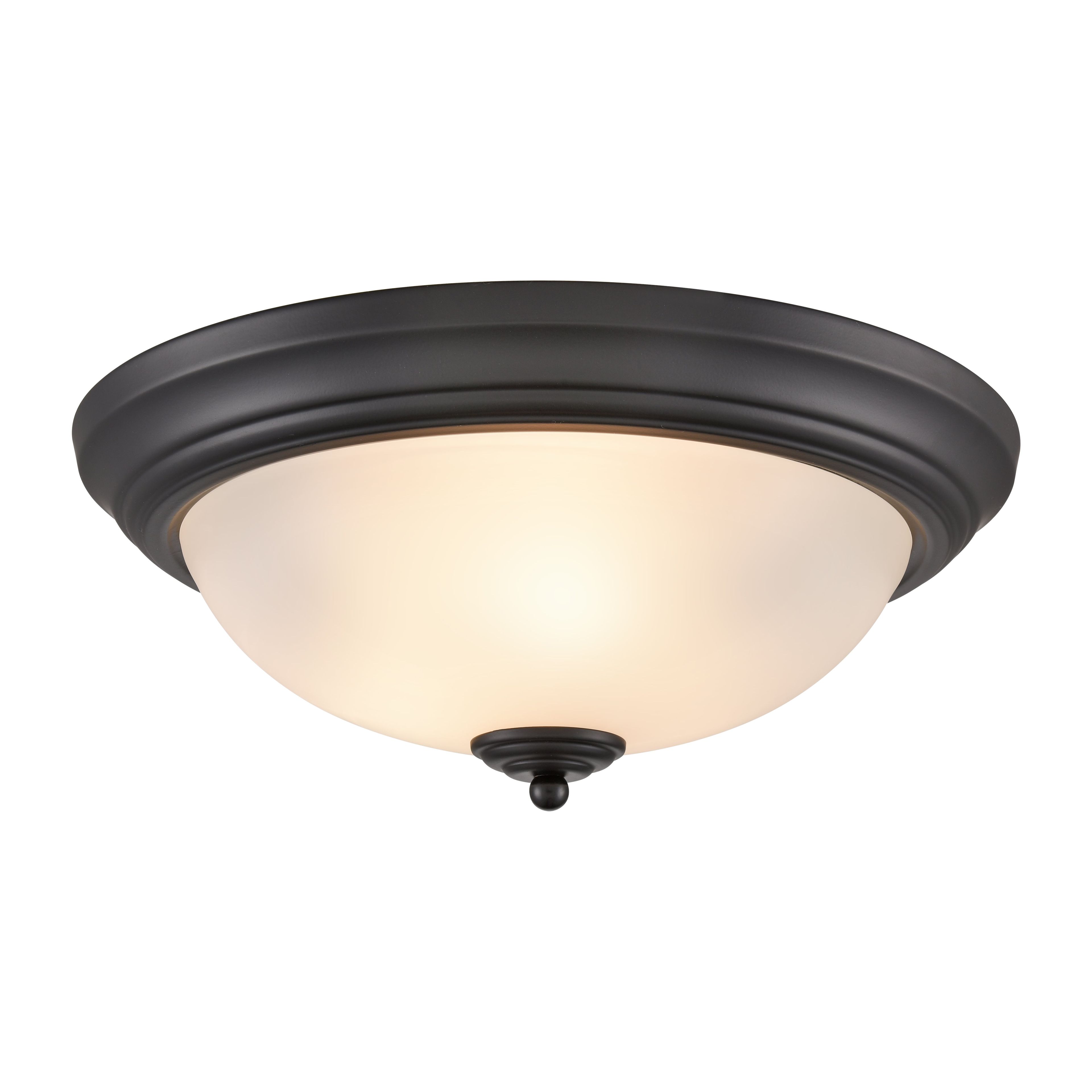 Huntington 15-Inch Black and Frosted Glass Flush Mount