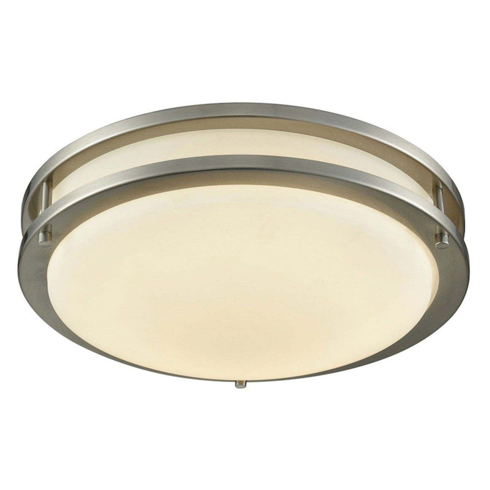 15-Inch Brushed Nickel Glass LED Flush Mount Light